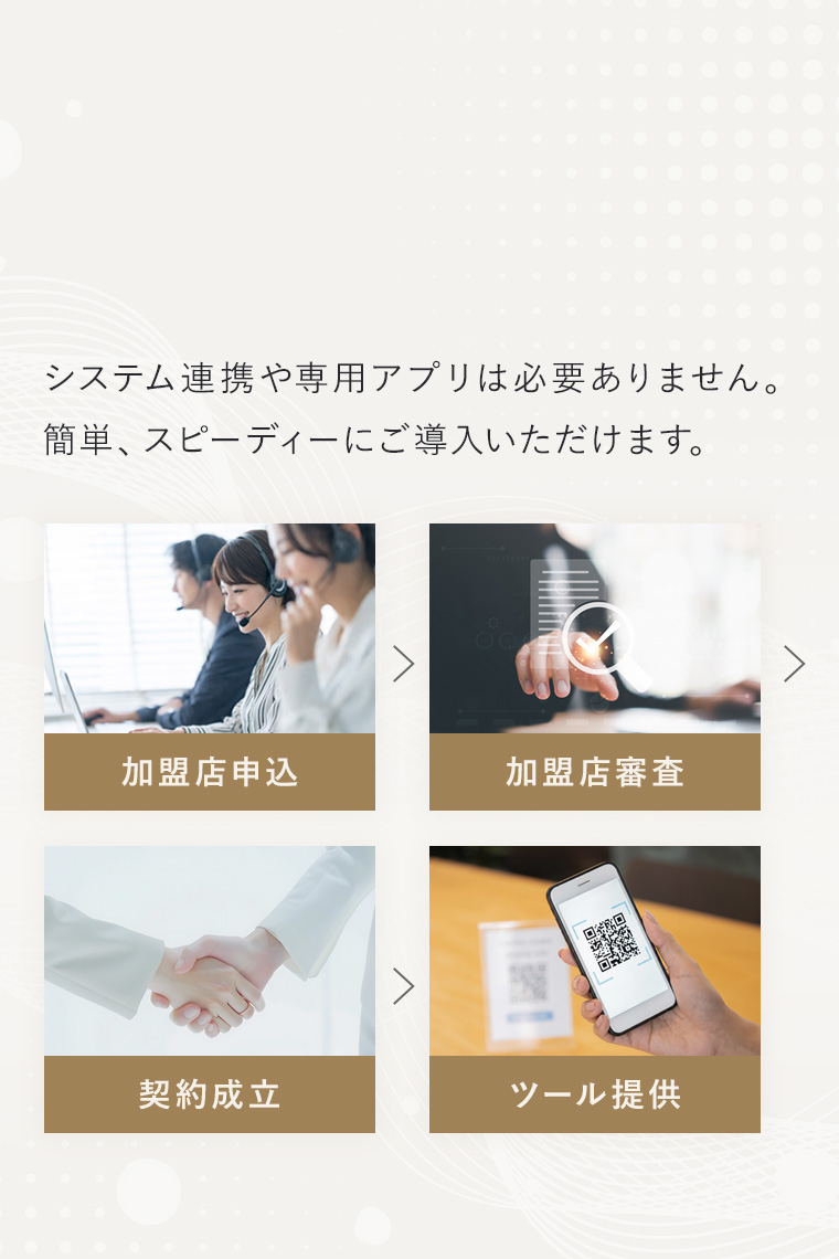 加盟店申込 加盟店審査 契約成立 サービス提供